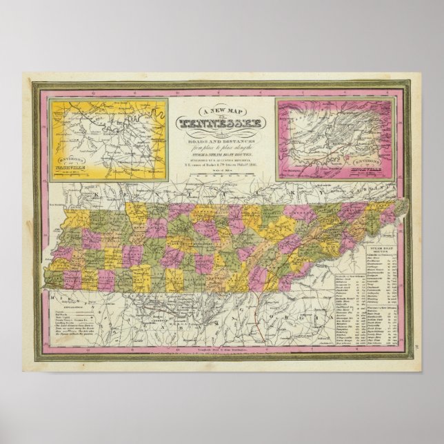 New Map Of Tennessee Poster (Front)