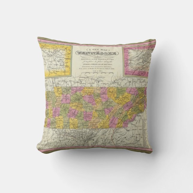 New Map Of Tennessee Throw Pillow (Front)