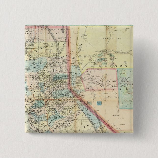 New Map of the State of California Pinback Button (Front)