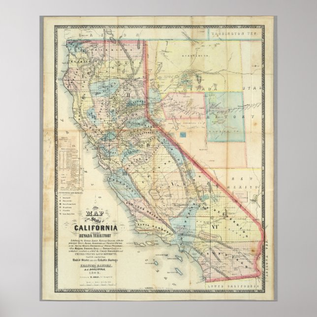 New Map of the State of California Poster (Front)