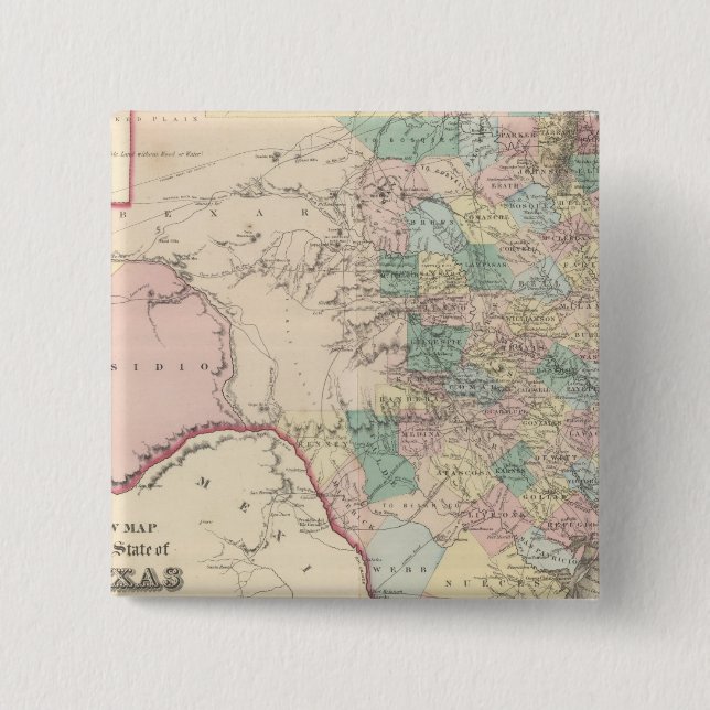 New Map of the State of Texas Button (Front)