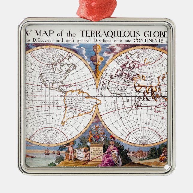 New Map Of The Terraqueous Globe Ceramic Ornament (Front)