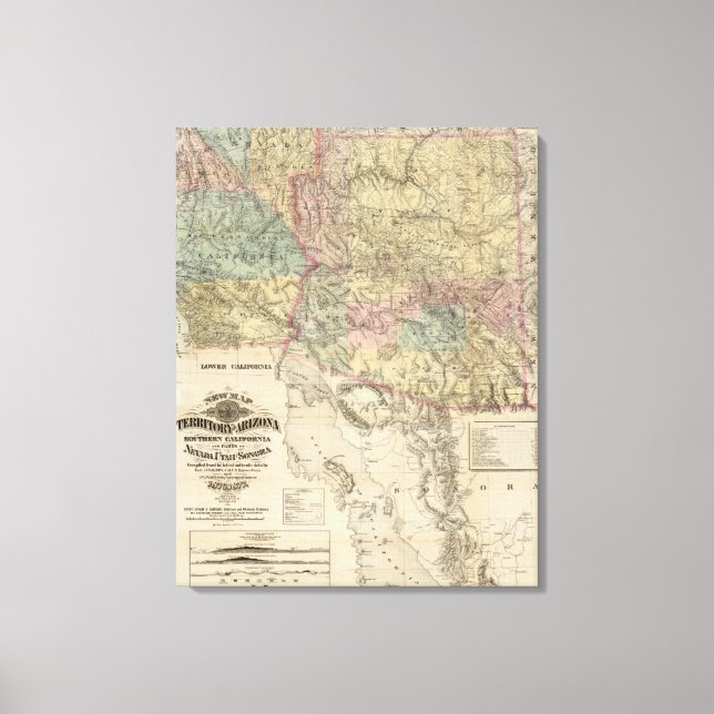 New Map of the Territory of Arizona Canvas Print (Front)