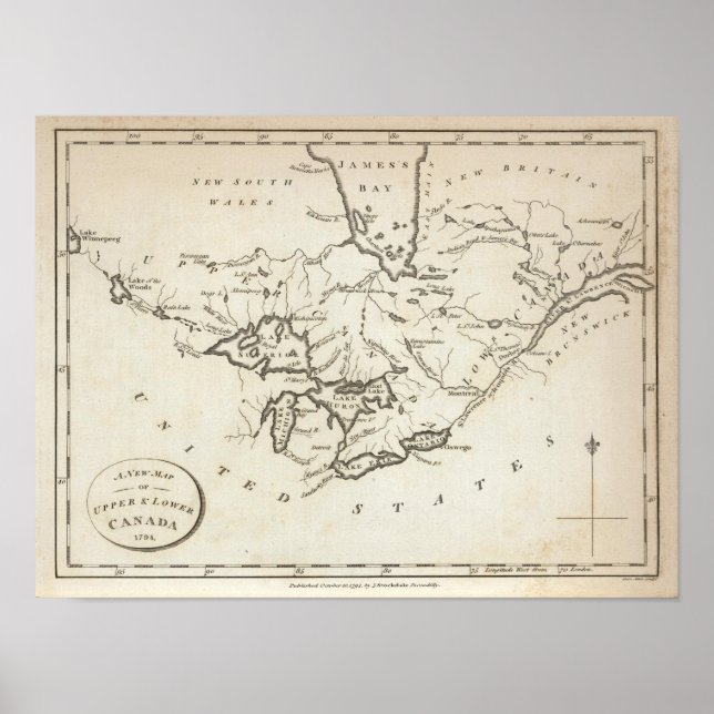 New Map of Upper & Lower Canada Poster (Front)
