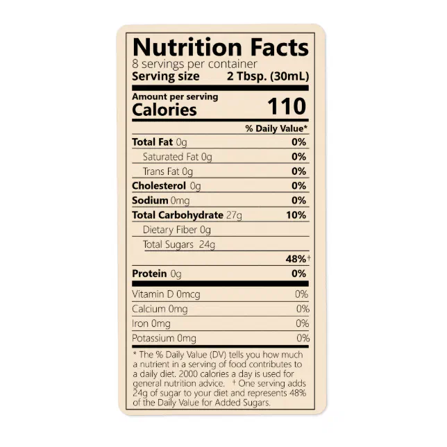 New Maple Syrup Nutrition Facts Goldenrod Labels | Zazzle