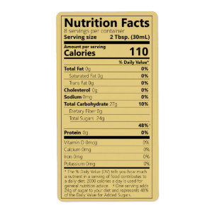 New Maple Syrup Nutrition Facts Light Amber Labels