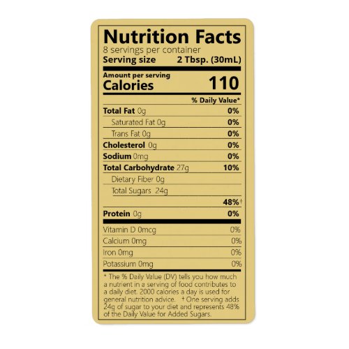 New Maple Syrup Nutrition Facts Light Amber Labels