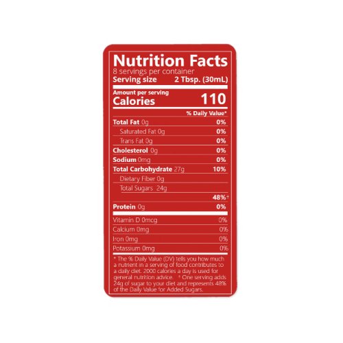 New Maple Syrup Nutrition Facts Red Label