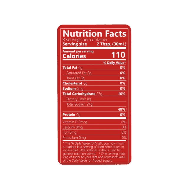 New Maple Syrup Nutrition Facts Red Label (Front)