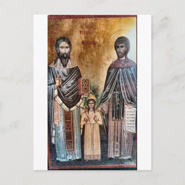 New Martyrs Raphael, Nicholas and Irene Icon Postcard (Front)