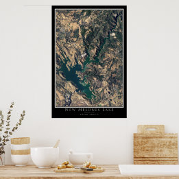 New Melones Lake California Satellite Poster Map