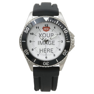 NEW! Men's Stainless Steel Black Strap Watch