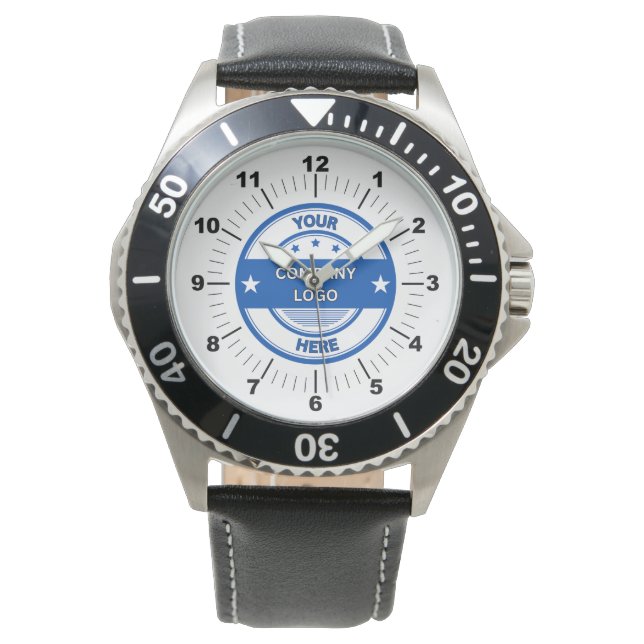 NEW! Men's Watch - Personalized - Black Leather (Front)