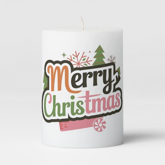 New Merry Christmas Cute Pillar Candle model  (Front)