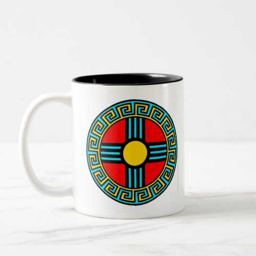 New Mexican and Native Zia Sun God Symbol Two_Tone Coffee Mug