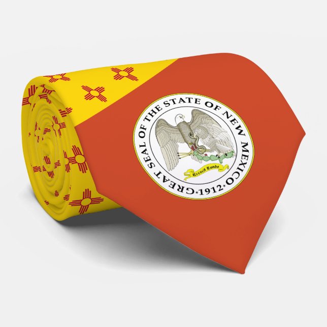 New Mexican Flag & Seal, Flag of New Mexico Neck Tie (Rolled)