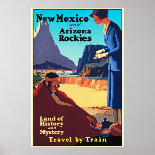 New Mexico and Arizona Rockies Travel by Train Poster
