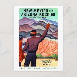 New Mexico and Arizona Rockies, vintage travel Postcard
