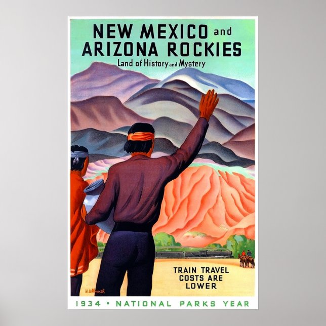 New Mexico and Arizona Rockies, vintage travel Poster (Front)