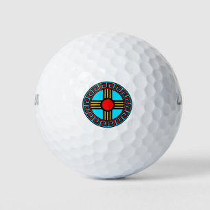 New Mexico and Native Zia Sun God Symbol Golf Balls
