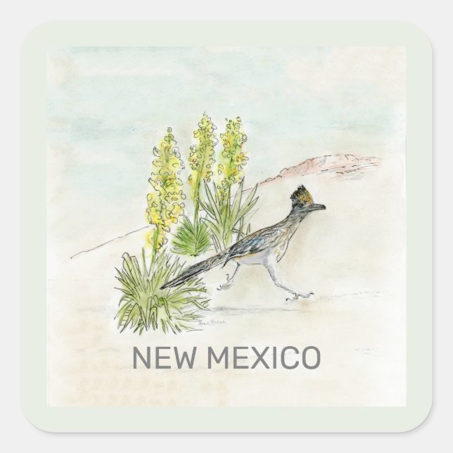 New Mexico bird flower Square Sticker (Front)