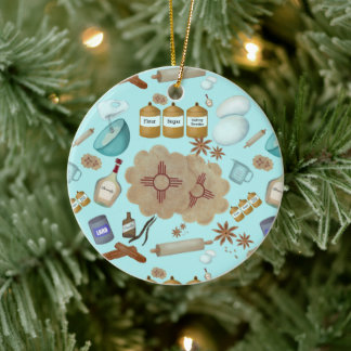 New Mexico Biscochito Cookies Zia Sun Ceramic Ornament