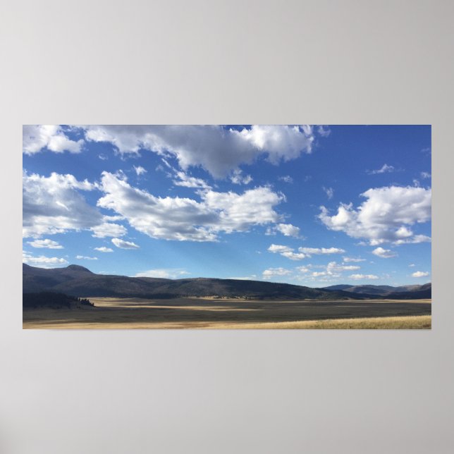 New Mexico Blue Sky Peaceful Clouds Photography Poster (Front)