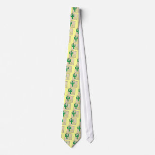 New Mexico Cartoon Map State plant the Cactus Neck Tie