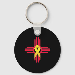 New Mexico Childhood Cancer Awareness Zia Yellow R Keychain