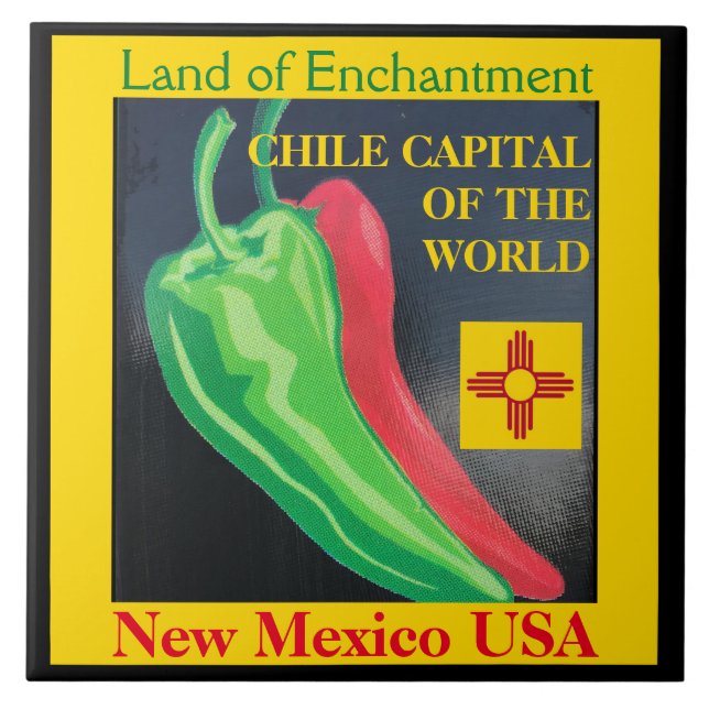 New Mexico Chile Land of Enchantment Red or Green Ceramic Tile (Front)