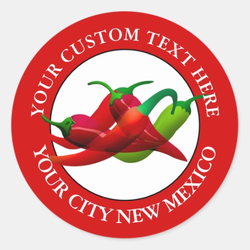 New Mexico Chili Peppers Custom Text  Classic Round Sticker