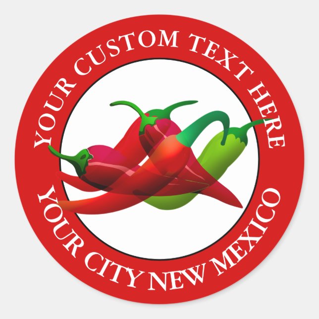 New Mexico Chili Peppers Custom Text  Classic Round Sticker (Front)