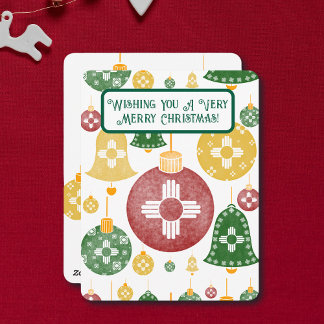New Mexico Christmas Ornaments Zia Red Green Blue Holiday Card