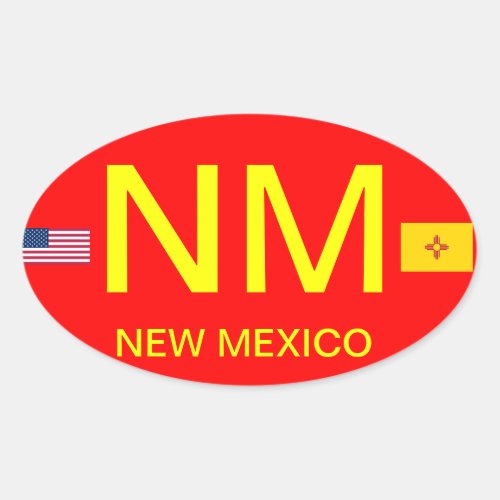 New Mexico European Style Oval Sticker