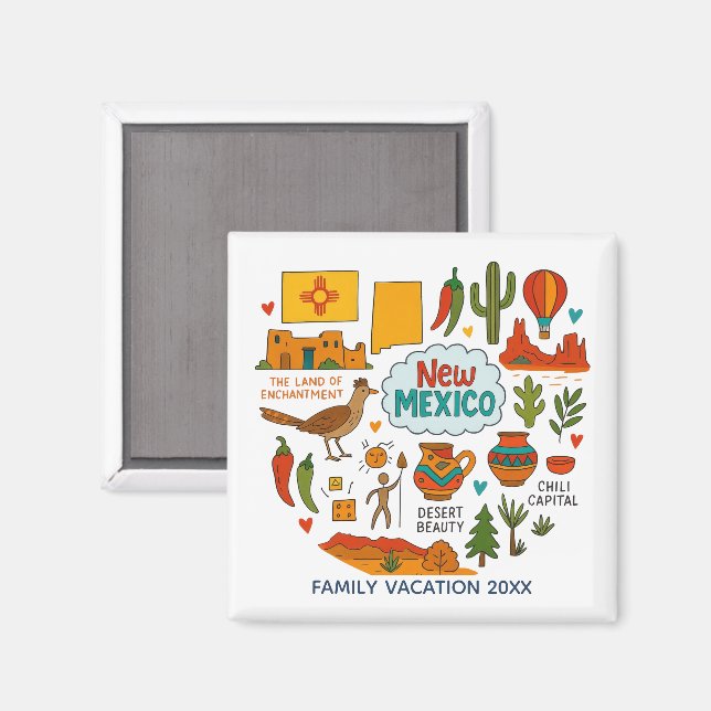 New Mexico Family Trip Keepsake Custom Magnet (Front/Back)
