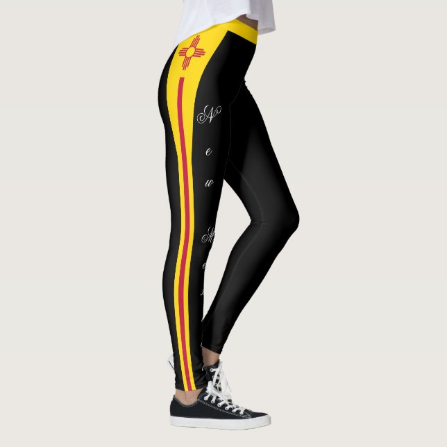 New Mexico fashion leggings, N Mexico Flag /sports Leggings (Right)