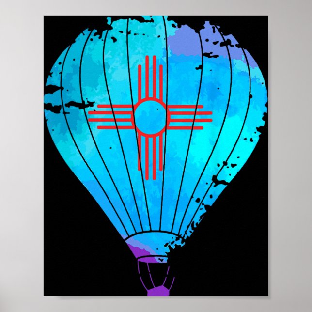 New Mexico Festival Hot Air Balloon Zia Gift  Poster (Front)