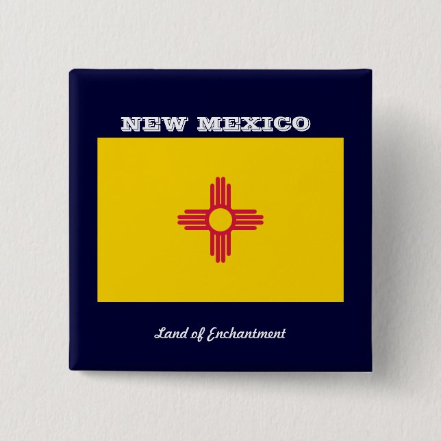 NEW MEXICO FLAG AND SLOGAN BUTTON (Front)