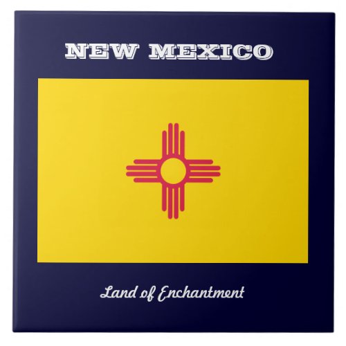 New Mexico flag and slogan Ceramic Tile