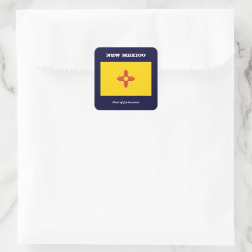 NEW MEXICO FLAG AND SLOGAN SQUARE STICKER Zazzle