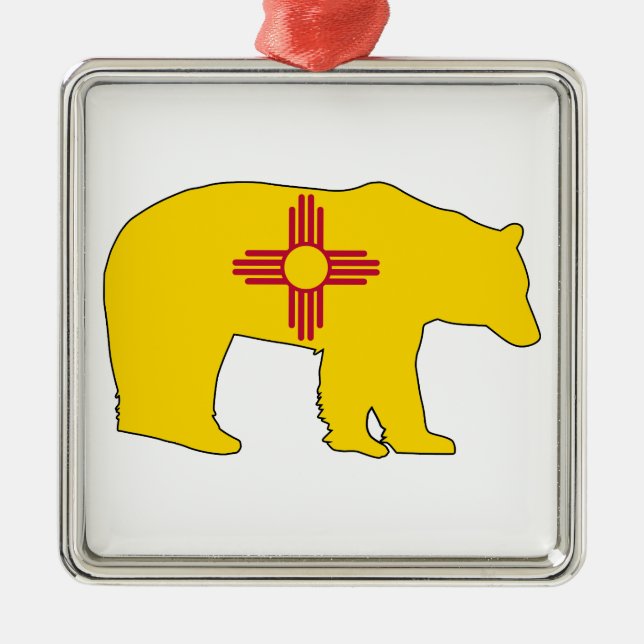 New Mexico Flag Bear Metal Ornament (Front)