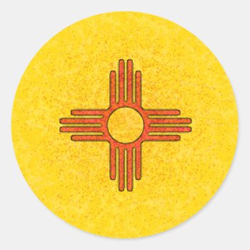New Mexico Flag Classic Round Sticker by manewind at Zazzle