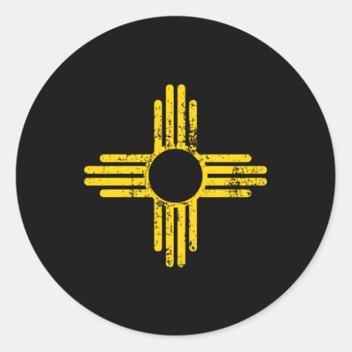 New Mexico Flag Distressed Zia Sun Alone Classic Round Sticker