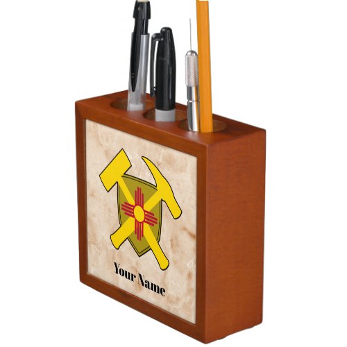 New Mexico Flag Geology Hammer Logo Desk Organizer