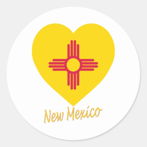 New Mexico Flag Heart Classic Round Sticker