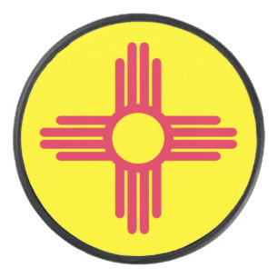 New Mexico flag Hockey Puck