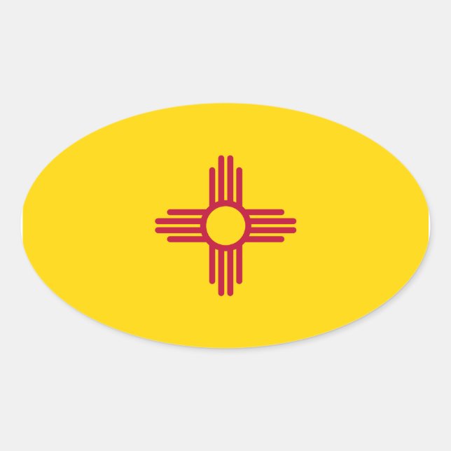 New Mexico Flag Oval Sticker (Front)