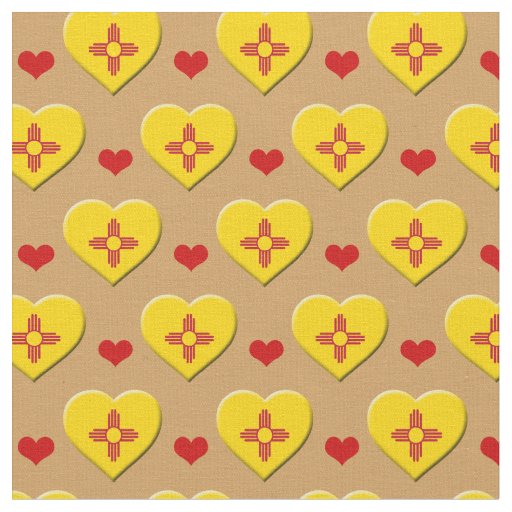 New Mexico Flag & Red Heart fashion Fabric / USA