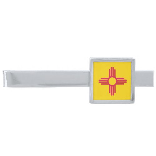 New mexico Flag Silver Finish Tie Bar