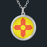New Mexico Flag Silver Plated Necklace<br><div class="desc">Necklace flag of the state of New Mexico.</div>